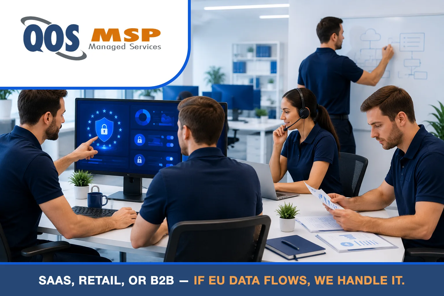 QOS MSP IT team managing GDPR data privacy for client businesses