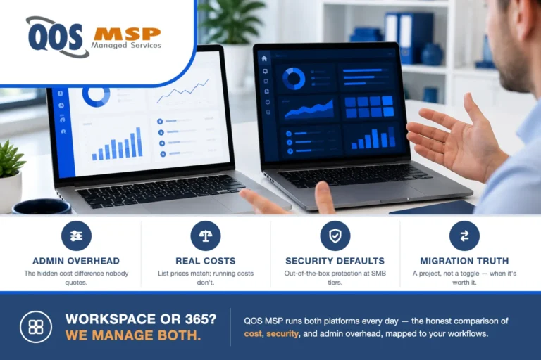 Google Workspace vs Microsoft 365 comparison for small businesses - QOS MSP manages both