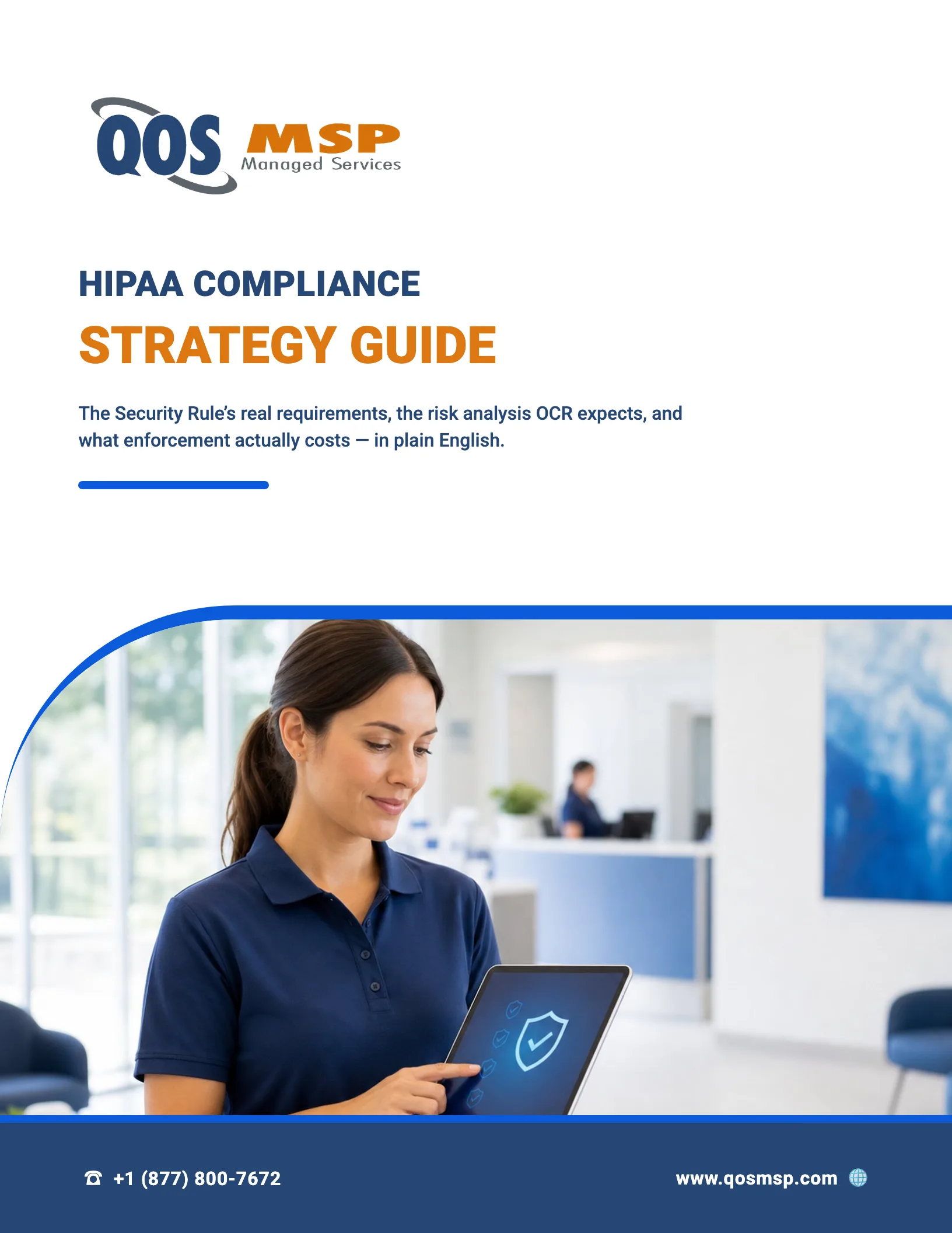 HIPAA Compliance Strategy Guide cover — QOS MSP