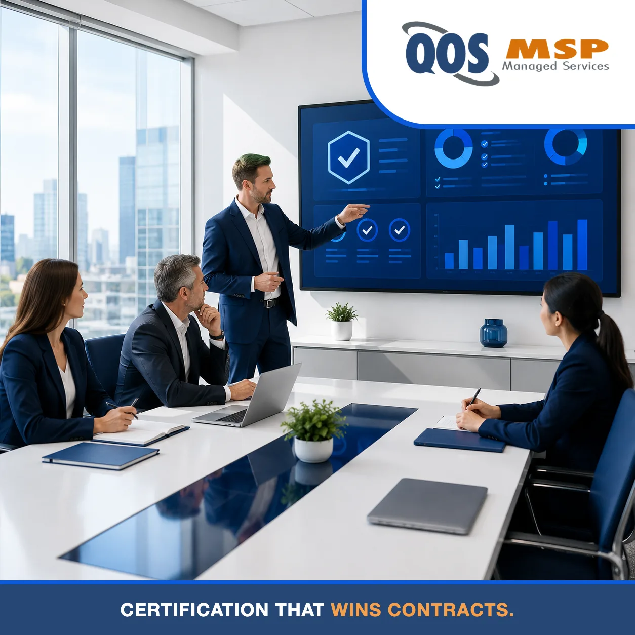 Executive team reviewing HITRUST compliance scorecards — benefits of certification