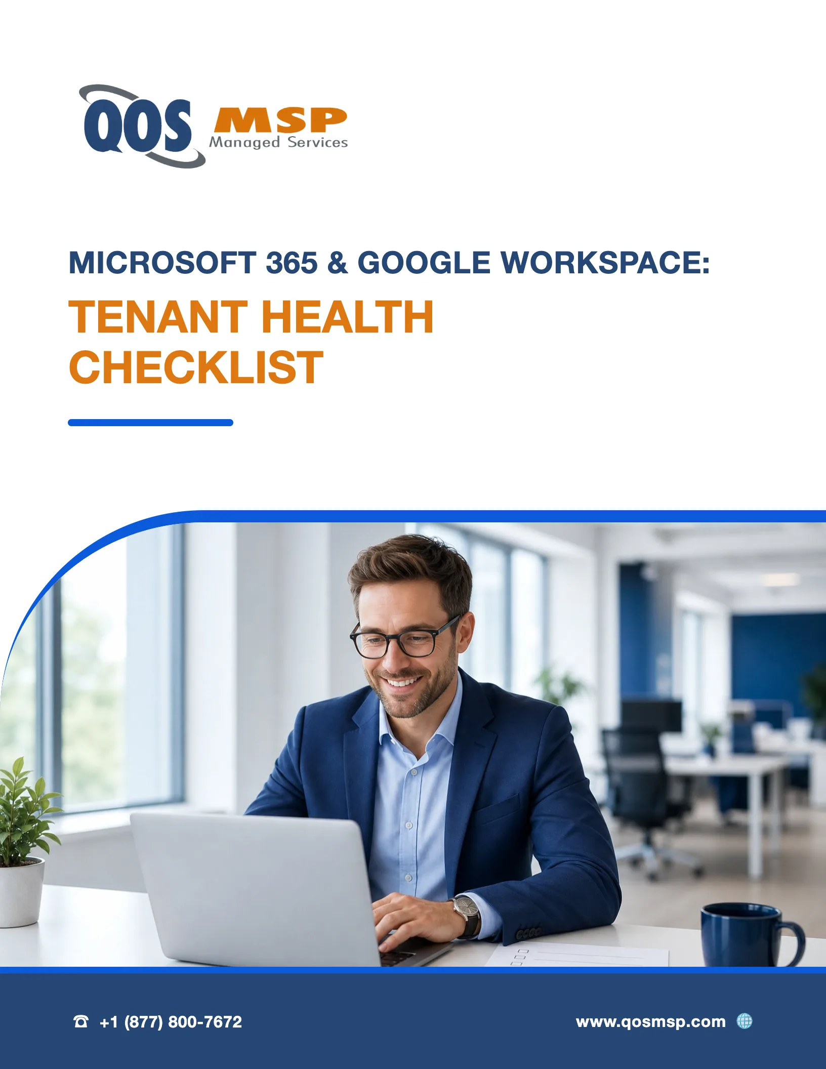 Cover of the Microsoft 365 and Google Workspace Tenant Health Checklist from QOS MSP