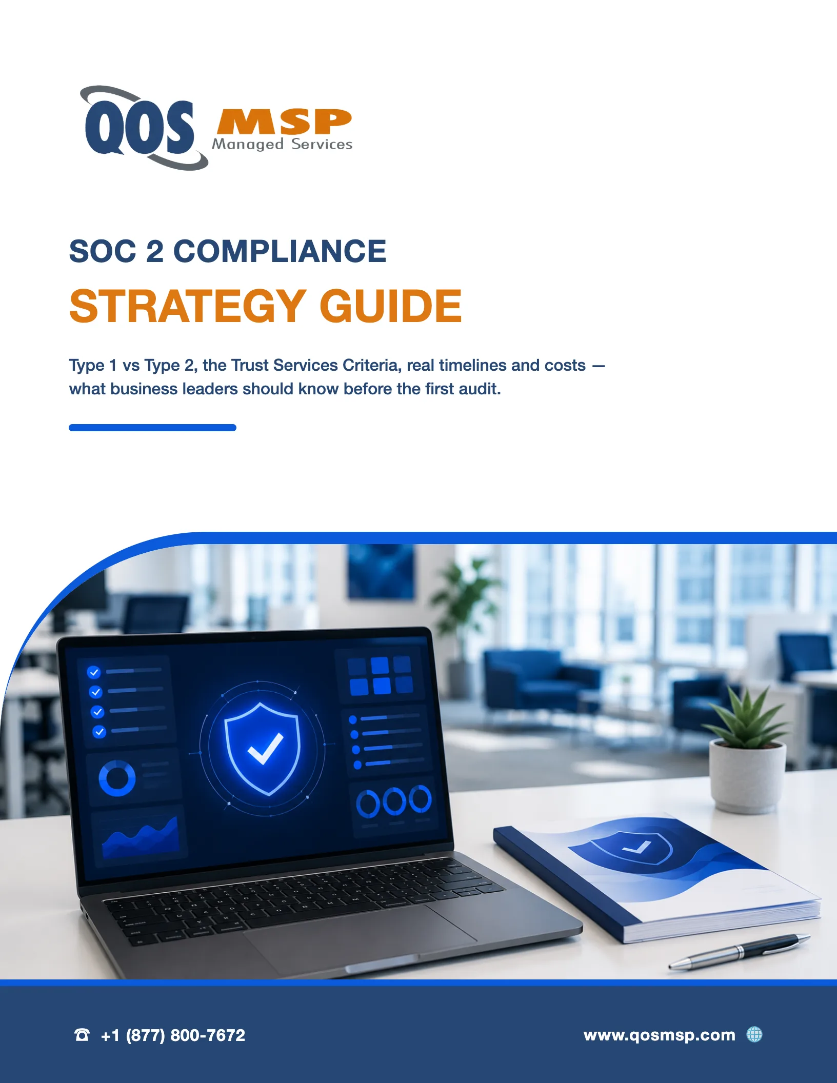 SOC 2 Compliance Strategy Guide cover - QOS MSP